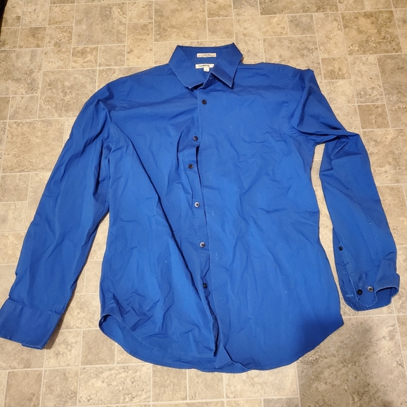 Express Shirts Mens Bright Blue Express Dress Shirt Size Large